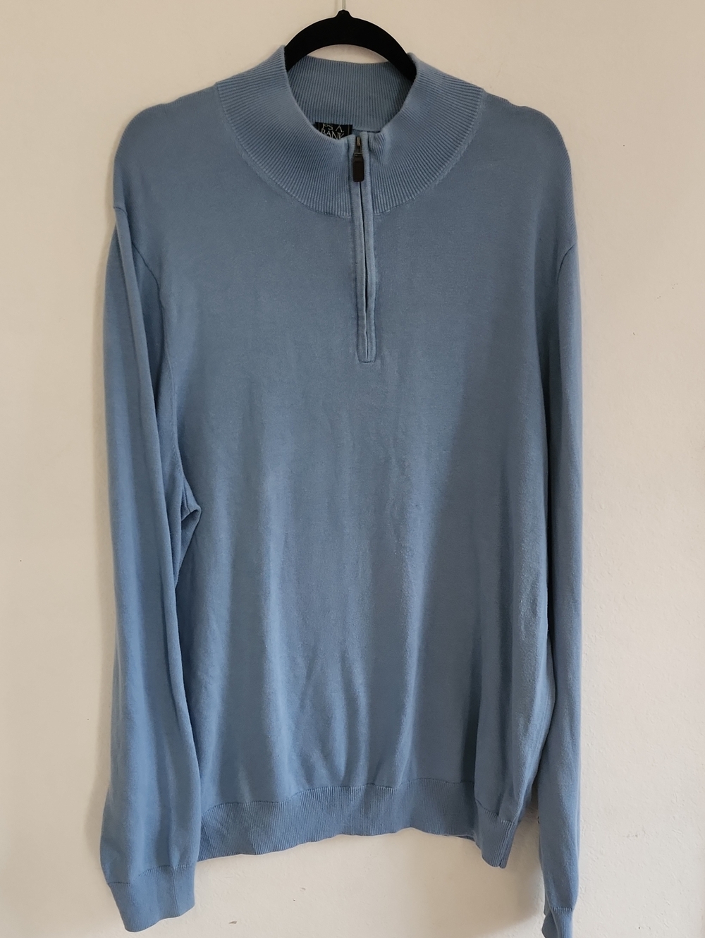 Preppy Business Casual Light Blue 100% Pima Cotton Quarter Zip Sweater 2XLT
